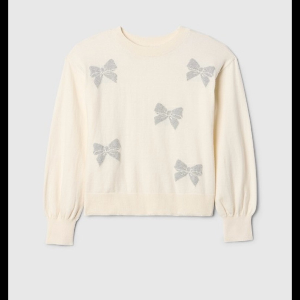 NWT Kids Gap  Sweater with silver Bow Accents